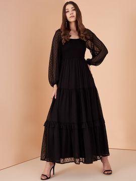 black straight maxi dress