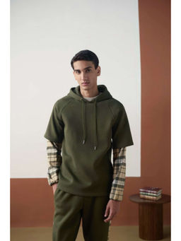 Muvazo - Olive Plaid Fusion Hoodie
