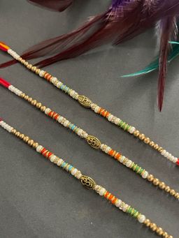 Digital Dress Room - Unique BeautifulDesigner Om Rakhi Beads Mauli Thread Rakhi for Brother (Pack of 3)