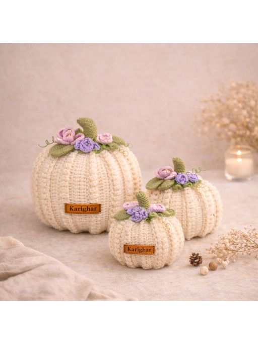 Karighar Off White Pumpkin Trio 3 Decor Set