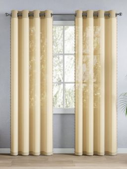 Haus & Kinder - Sunmilk Polyester Decorated Solid Sheer Door Curtains (Pack of 2)