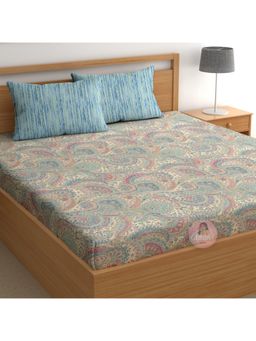 CHHAVI INDIA - Multi-Color Paisley Microfiber King Bedsheet with 2 Pillow Covers