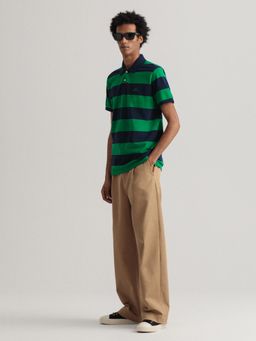 GANT - Men Green Striped Regular Polo T-shirt