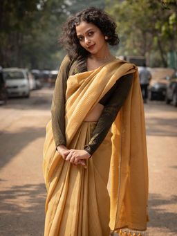 Suta - Black V-Neck Stitched Blouse