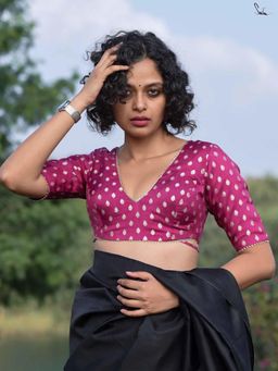 Suta - Pink V-Neck Stitched Blouse