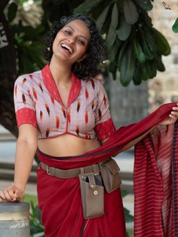 Suta - Grey Stitched Blouse