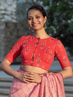 Suta - Red Round Stitched Blouse