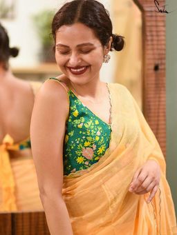 Suta - Green V-Neck Stitched Blouse