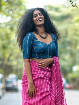 Suta - Teal V-Neck Stitched Blouse