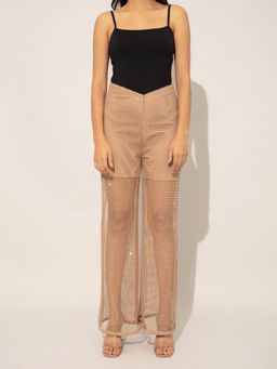 RSVP by Nykaa Fashion - Nikhil Thampi Beige Diamante Embellished Flared Pants