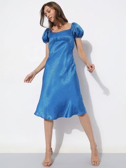 VERO MODA - Women Jacquard Printed Casual Blue Dress