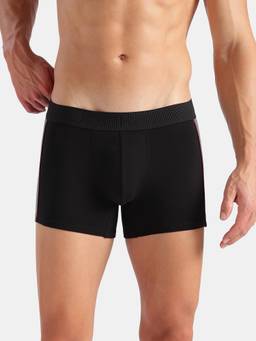 Jockey - US21 Men Super Combed Cotton Elastane Stretch Solid Trunk - Black
