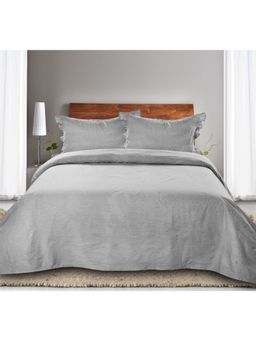 Saral Home - Cotton Queen Size Bedsheet with 2 Pillow Covers (Grey,90"x100")
