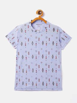 CRIMSOUNE CLUB - Girls Blue Printed Round Neck T-Shirt
