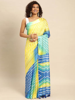 Vastranand - Multi-Color Satin Kota Batik Print Saree with Unstitched Blouse