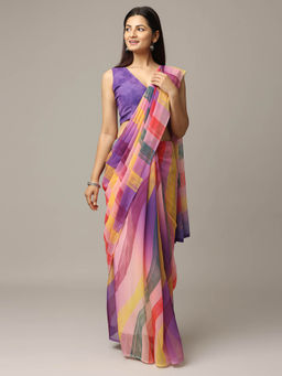 Vastranand - Peach Leheriya Printed Festive Wear Saree with Unstitched Blouse