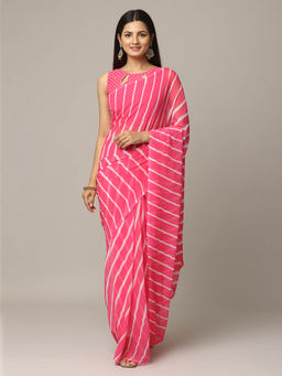 Vastranand - Pink Leheriya Printed Festive Wear Saree with Unstitched Blouse