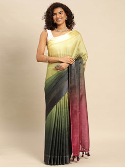 Vastranand - Burgundy Ombre Art Silk Saree with Unstitched Blouse