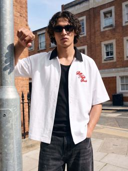 The Indian Garage Co - Men Boxy Fit Embroidered White Casual Shirt