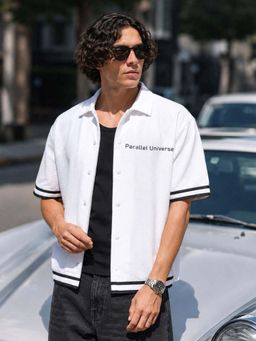 The Indian Garage Co - Men Boxy Fit Embroidered White Casual Shirt