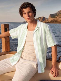 The Indian Garage Co - Men Relaxed Fit Stripes Green Casual Shirt