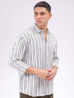 The Indian Garage Co - Men Relaxed Fit Stripes Green Casual Shirt