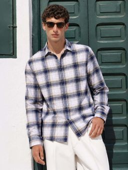 The Indian Garage Co - Men Slim Fit Checks Blue Casual Shirt