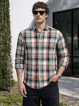 The Indian Garage Co - Men Slim Fit Checks Green Casual Shirt