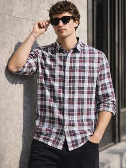 The Indian Garage Co - Men Slim Fit Checks Maroon Casual Shirt