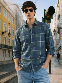 The Indian Garage Co - Men Regular Fit Checks Green Casual Shirt