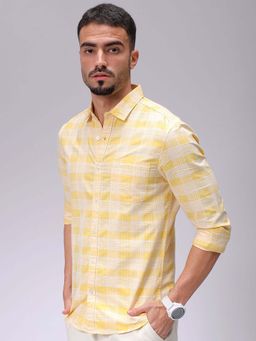 The Indian Garage Co - Men Slim Fit Checks Yellow Casual Shirt
