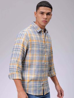 The Indian Garage Co - Men Slim Fit Stripes Yellow Casual Shirt