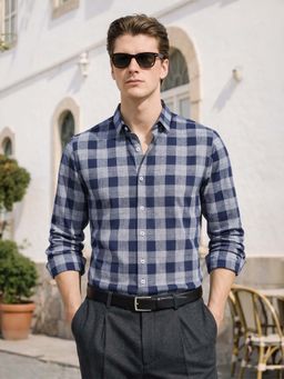 The Indian Garage Co - Men Slim Fit Checks Blue Casual Shirt