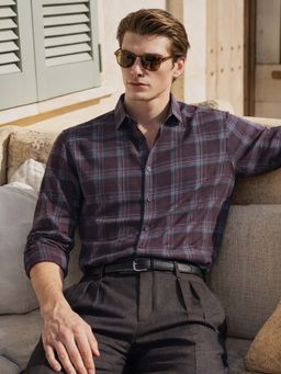 The Indian Garage Co - Men Slim Fit Checks Maroon Casual Shirt