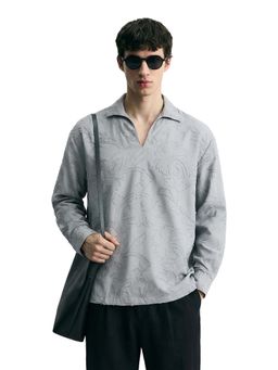 The Indian Garage Co - Men Relaxed Fit Textured Grey Casual Shirt