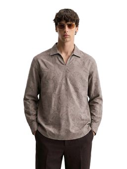 The Indian Garage Co - Men Relaxed Fit Textured Khaki Casual Shirt