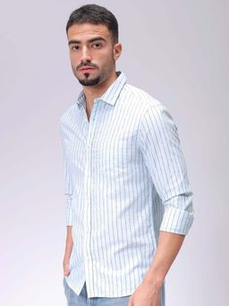 The Indian Garage Co - Men Slim Fit Stripes Blue Casual Shirt