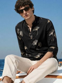 The Indian Garage Co - Men Regular Fit Embroidered Black Casual Shirt
