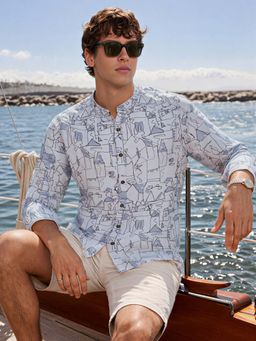 The Indian Garage Co - Men Slim Fit Printed Blue Casual Shirt