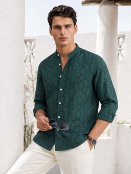 The Indian Garage Co - Men Regular Fit Printed Green Casual Shirt