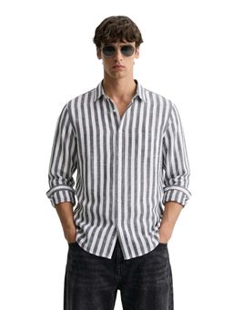 The Indian Garage Co - Men Slim Fit Stripes Grey Casual Shirt