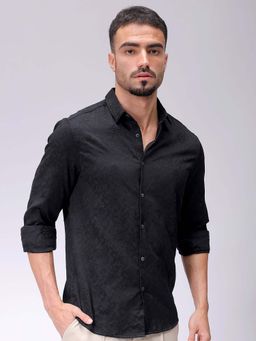 The Indian Garage Co - Men Regular Fit Embroidered Black Casual Shirt