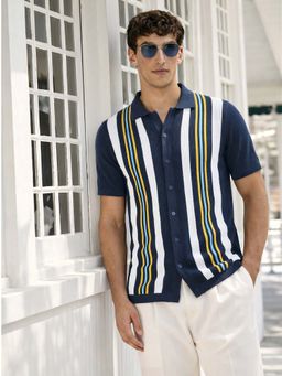 The Indian Garage Co - Men Slim Fit Stripes Blue Casual Shirt