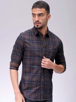 The Indian Garage Co - Men Slim Fit Checks Brown Casual Shirt