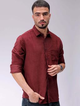 The Indian Garage Co - Men Regular Fit Solid Maroon Casual Shirt