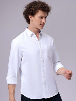 The Indian Garage Co - Men Slim Fit Solid White Casual Shirt