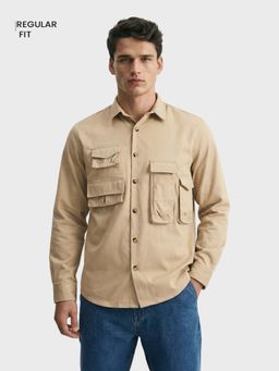 The Indian Garage Co - Men Regular Fit Solid Beige Casual Shirt
