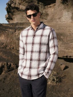 The Indian Garage Co - Men Slim Fit Checks Maroon Casual Shirt
