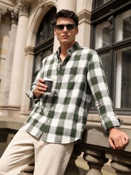 The Indian Garage Co - Men Slim Fit Checks Green Casual Shirt