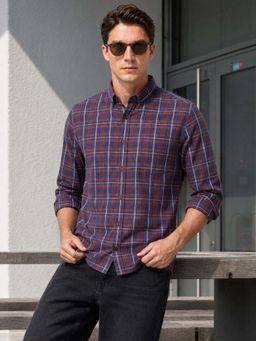 The Indian Garage Co - Men Slim Fit Checks Brown Casual Shirt
